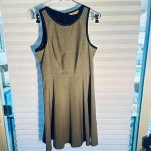 Rebecca Taylor flannel gray sleeveless dress with faux leather trim, size 10.